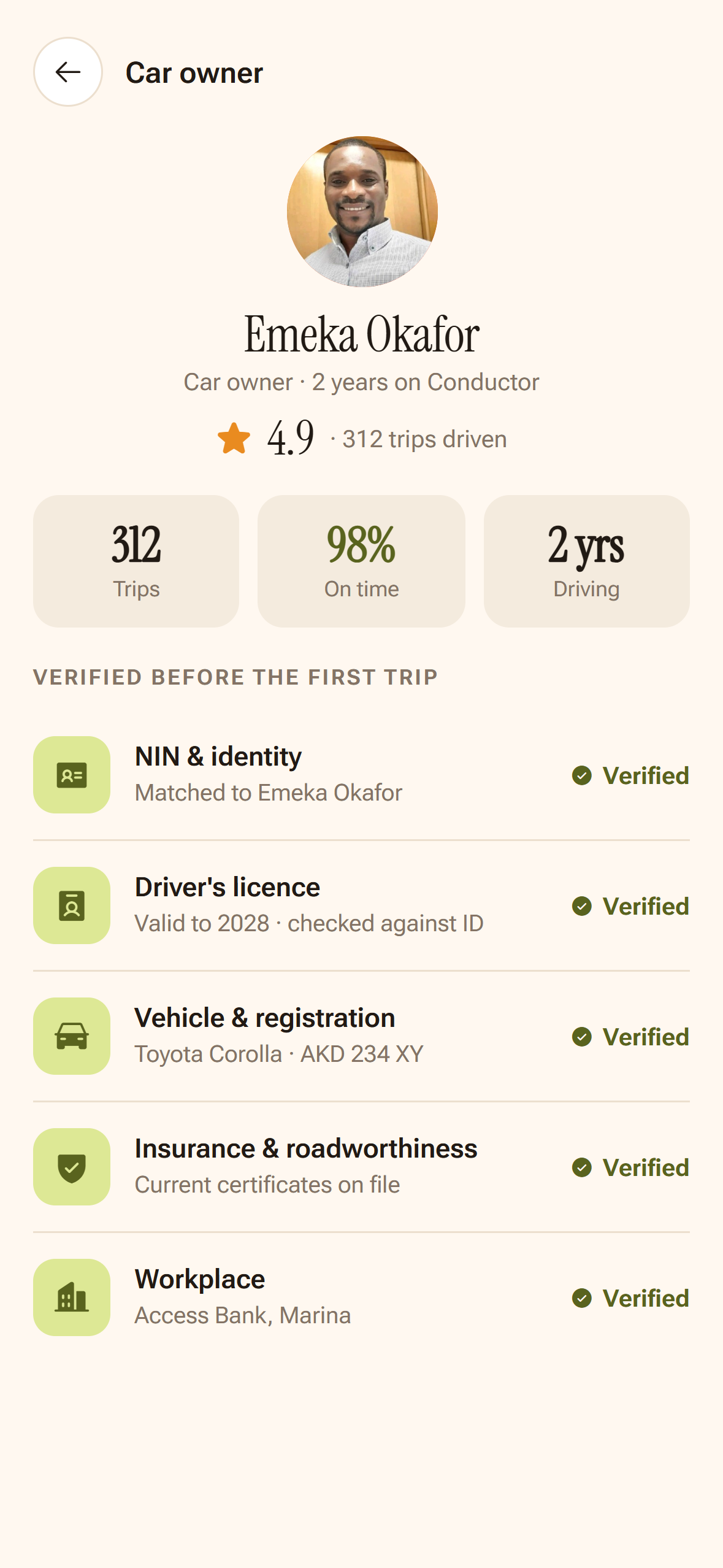 Conductor app screen