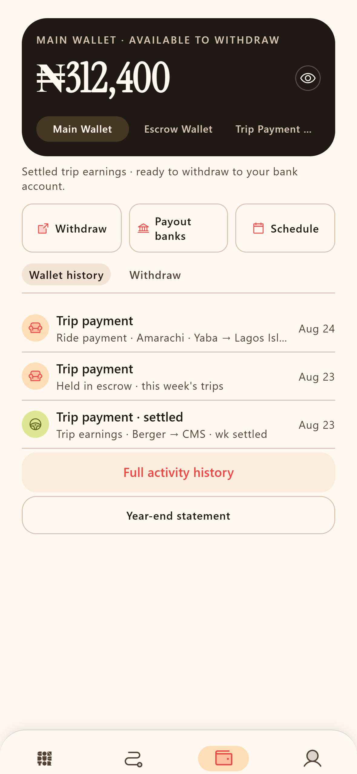 Conductor app screen