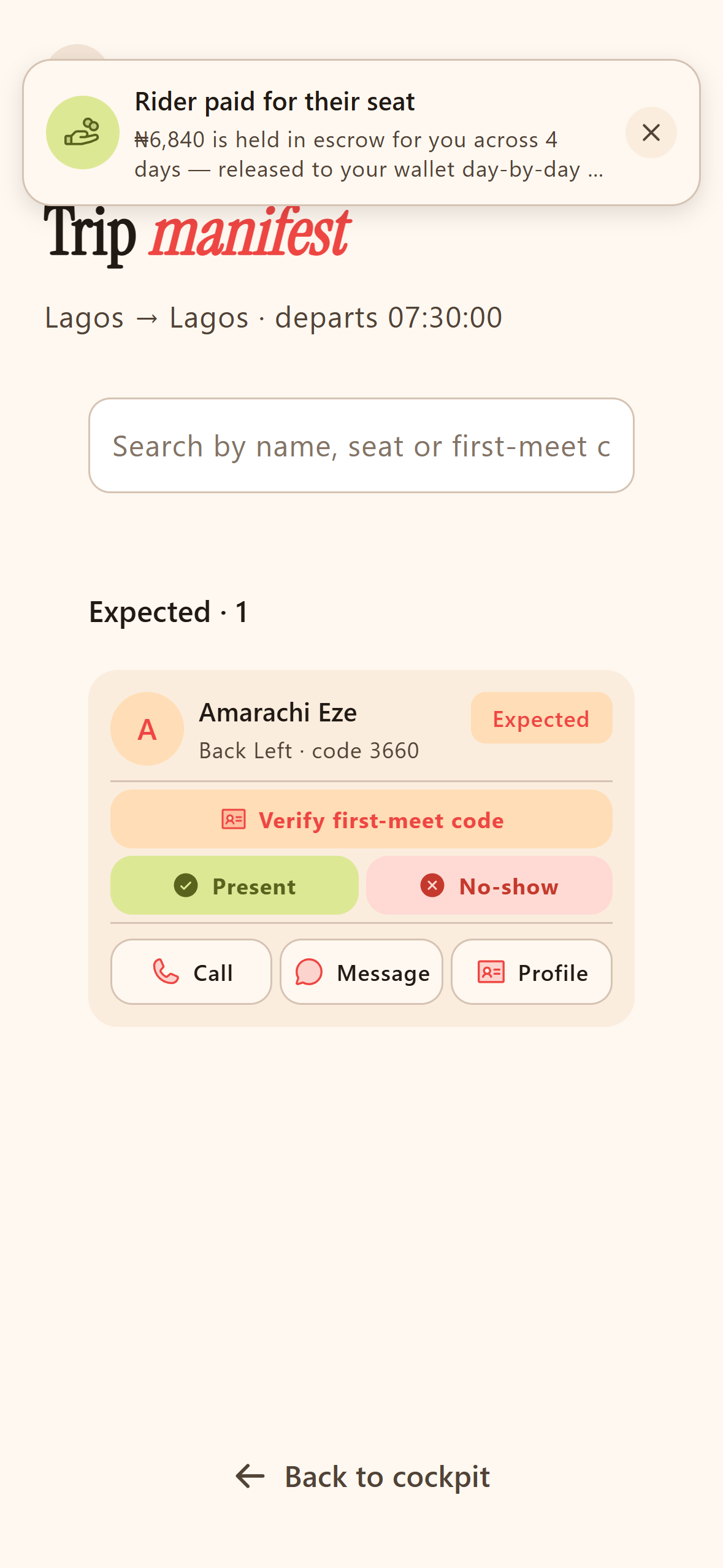 Conductor app screen