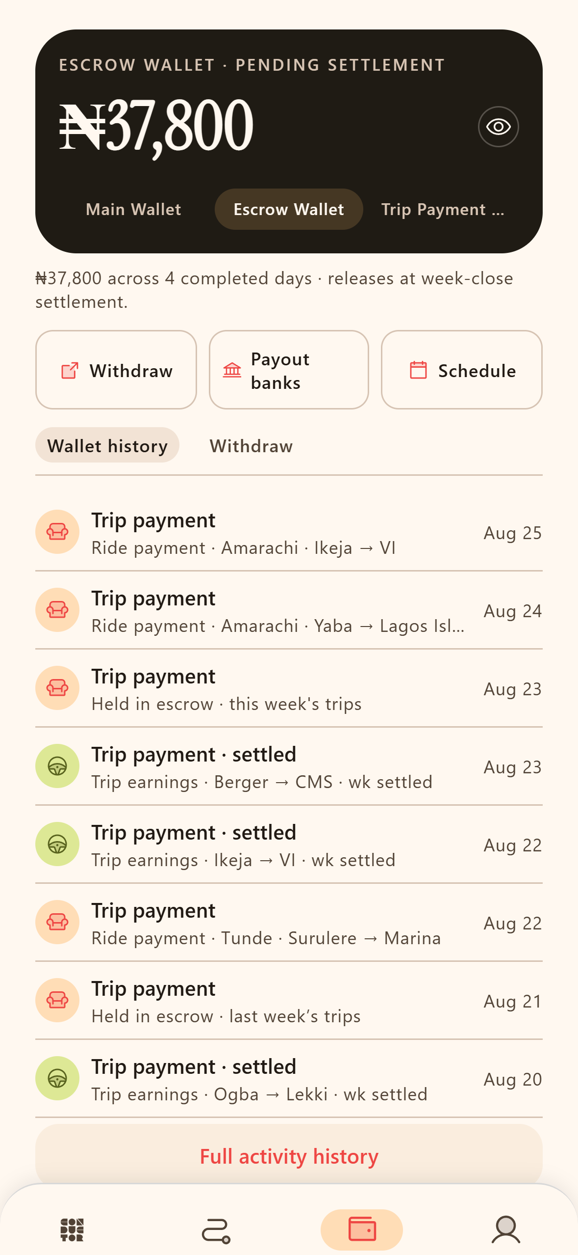 Conductor app screen