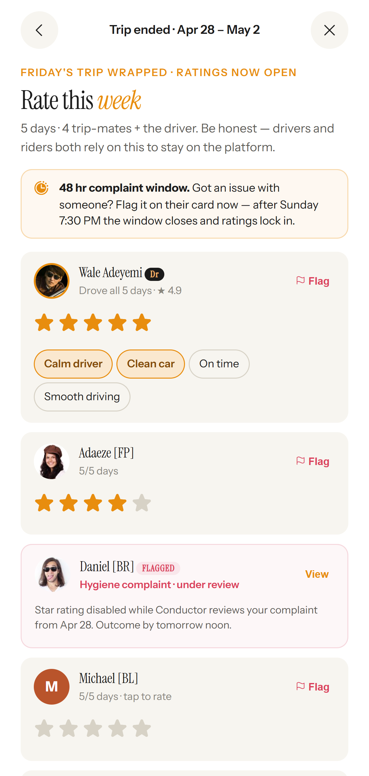 Conductor app screen